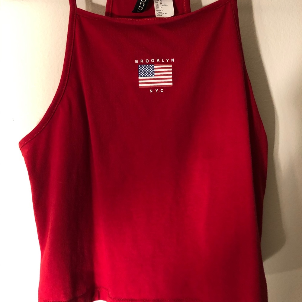 USA cropped racer back tank top